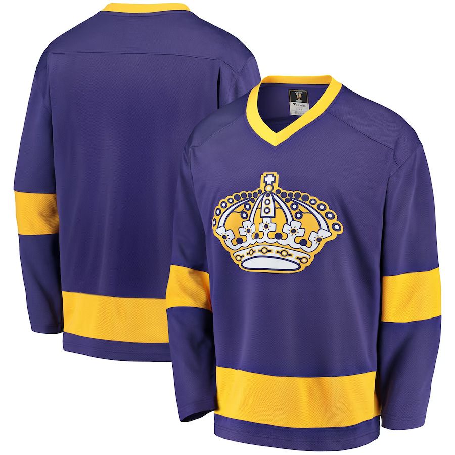 Men Los Angeles Kings Fanatics Branded Purple Gold Premier Breakaway Heritage Blank NHL Jersey